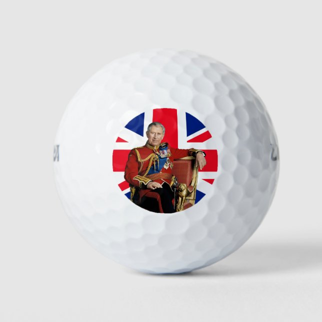 Pelotas De Golf Rey Carlos III Bandera Británica Azul Rojo (Anverso)