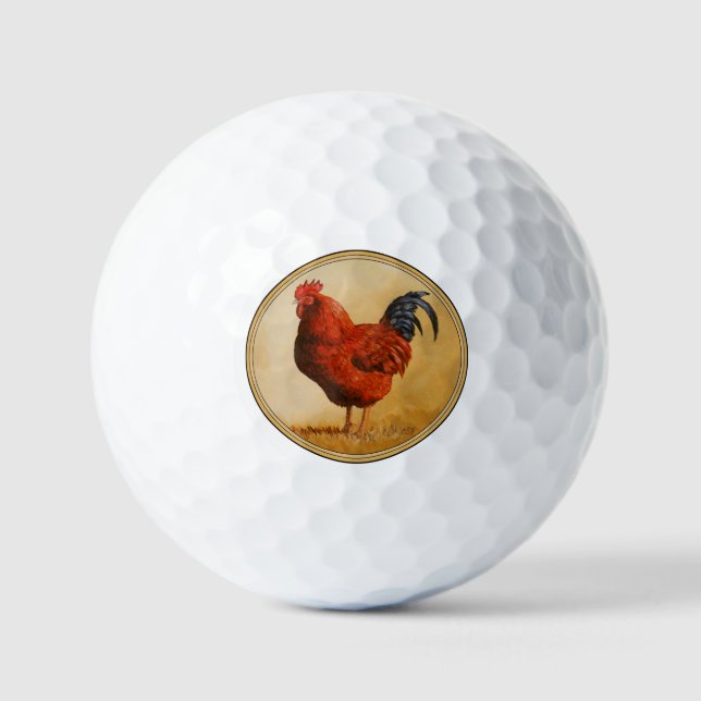 Pelotas De Golf Rhode Island Red Rooster Chicken Golf Balls (Anverso)