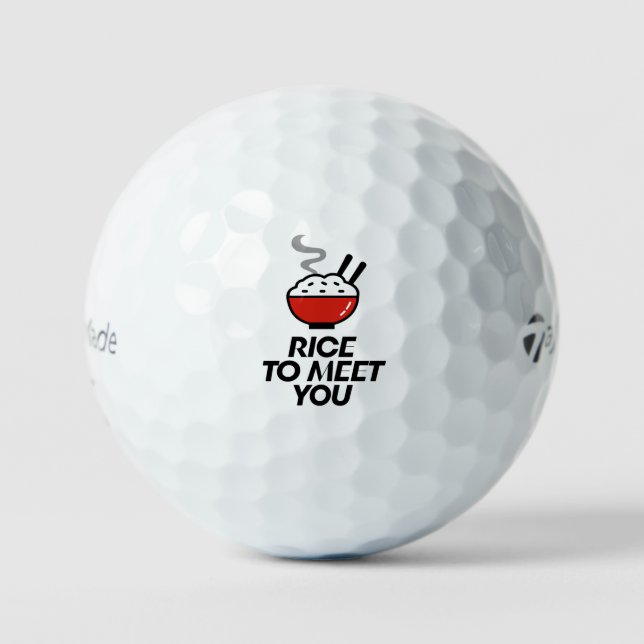 Pelotas De Golf 'Rice To Meet You' Punny Lighthearted Fun Gift (Anverso)