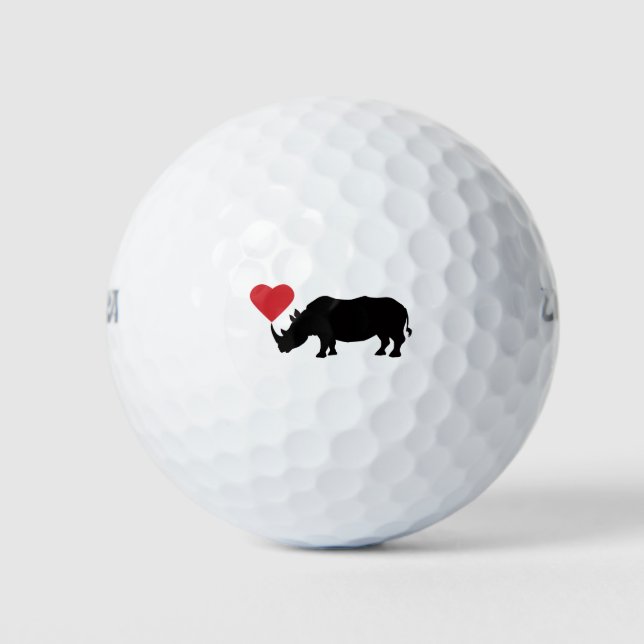 Pelotas De Golf Rinoceronte negro con corazón (Anverso)