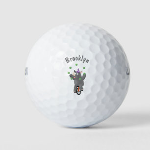 Pelotas De Golf Rinocerontes divertidos y lindos en monociclo