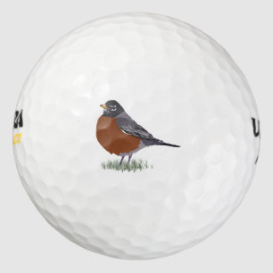 Pelotas De Golf Robin estadounidense de pecho rojo dibujado digita