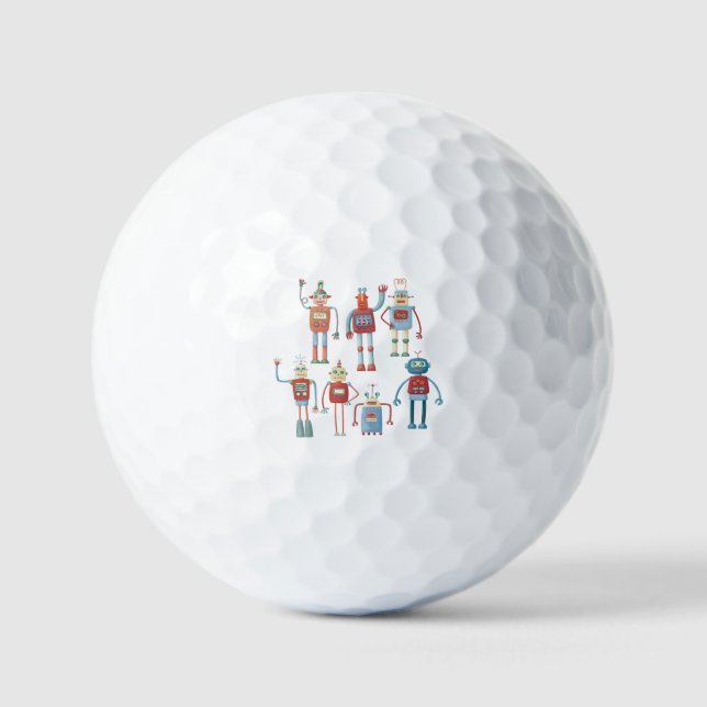 Pelotas De Golf Robots retro al estilo de los años 50 divertidos (Anverso)
