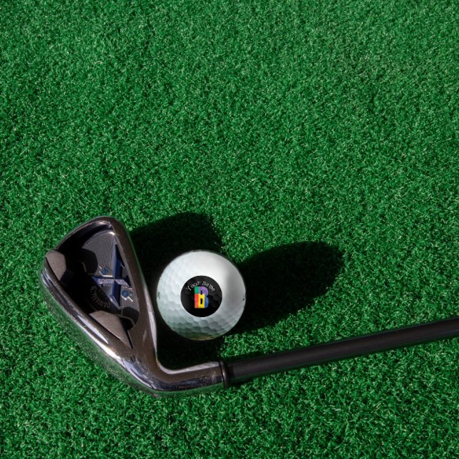 Pelotas De Golf Rojo amarillo verde Monograma inicial B blanco neg (Subido por el creador)