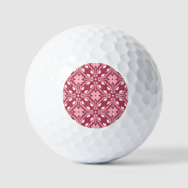 Pelotas De Golf Rojo, color beige floral, fondo de pantalla transp (Anverso)