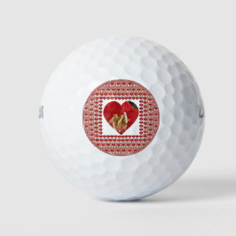 Pelotas De Golf Romántico Diseño Corazón de Flores Rojas 4 Momento