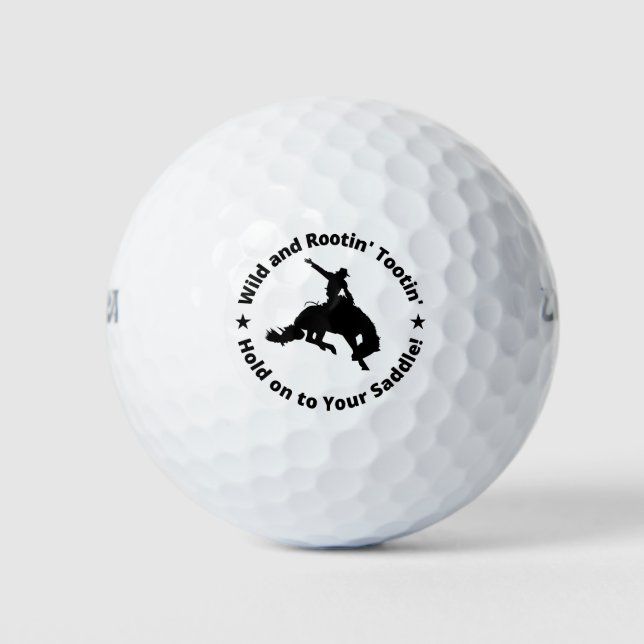 Pelotas De Golf Rootin' Tootin' Funny Ride Cowboy Occidental (Anverso)