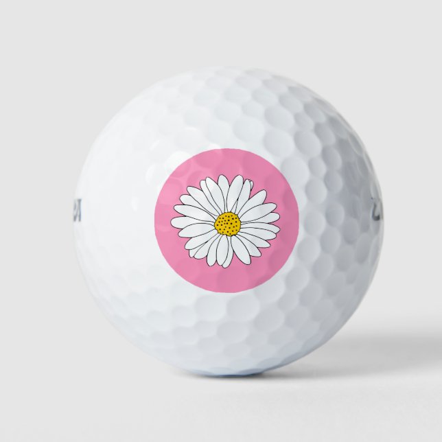 Pelotas De Golf Rosa amarillo y margarita blanca (Anverso)