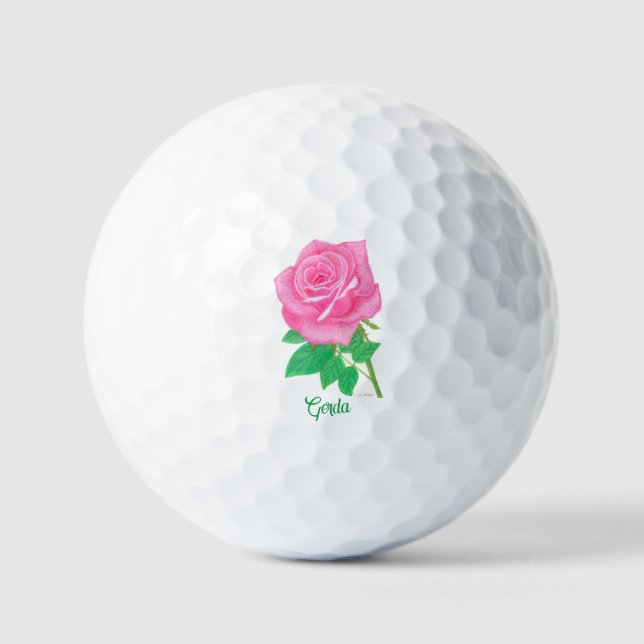 Pelotas de Golf Rosa con Texto Personalizado (Anverso)