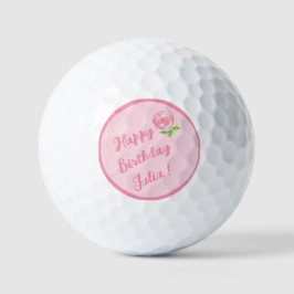 Pelotas De Golf Rosa de acuarela pintado a mano FELIZ CUMPLEAÑOS