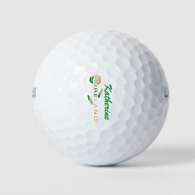 Pelotas De Golf Rosa de bandera irlandesa personalizado (Anverso)