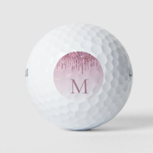 Pelotas De Golf Rosa de Purpurinas de detalles Monograma personali