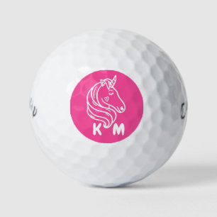 Pelotas De Golf Rosa monograma personalizado de unicornio