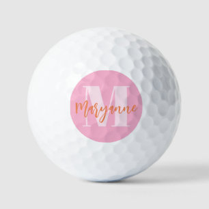 Pelotas De Golf Rosa Naranja Moderno Inicial Personalizado en Negr