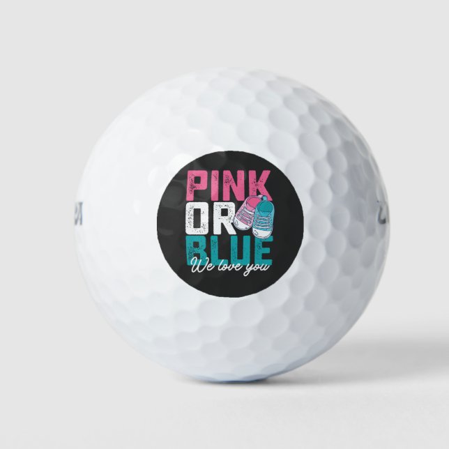 Pelotas De Golf Rosa O Azul Te Amamos Revelación De Género (Anverso)