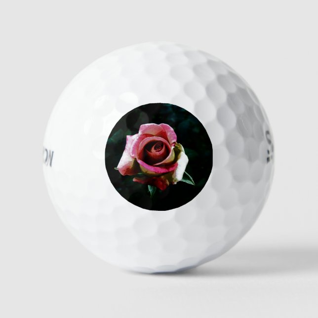 Pelotas De Golf Rosa roja pintada al óleo (Anverso)