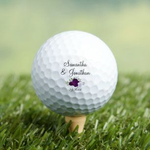Pelotas De Golf Rosas púrpuras elegantes nombres de pareja matrimo