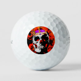 Pelotas De Golf Rosas rojas de cráneo gótico
