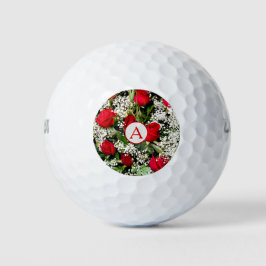 Pelotas De Golf Rosas rojas modernas ramo con monograma