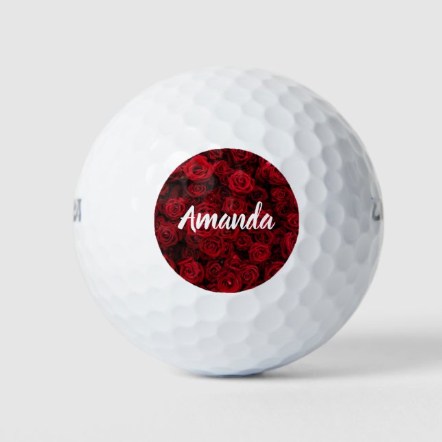 Pelotas De Golf Rosas rojas Valentine romántico personalizado (Anverso)