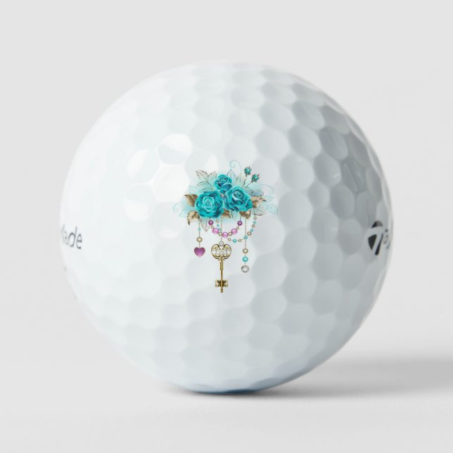 Pelotas De Golf Rosas turquesas con llaves (Anverso)
