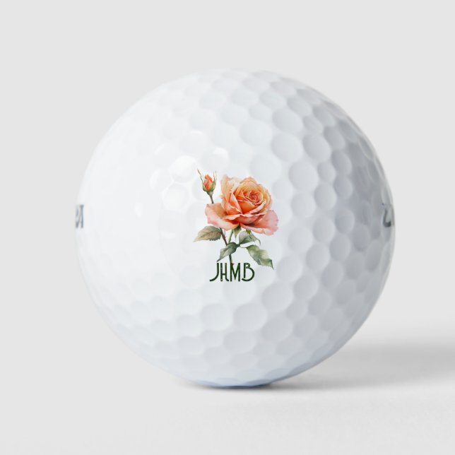 Pelotas De Golf Rose Garden Flower Monogram Art (Anverso)