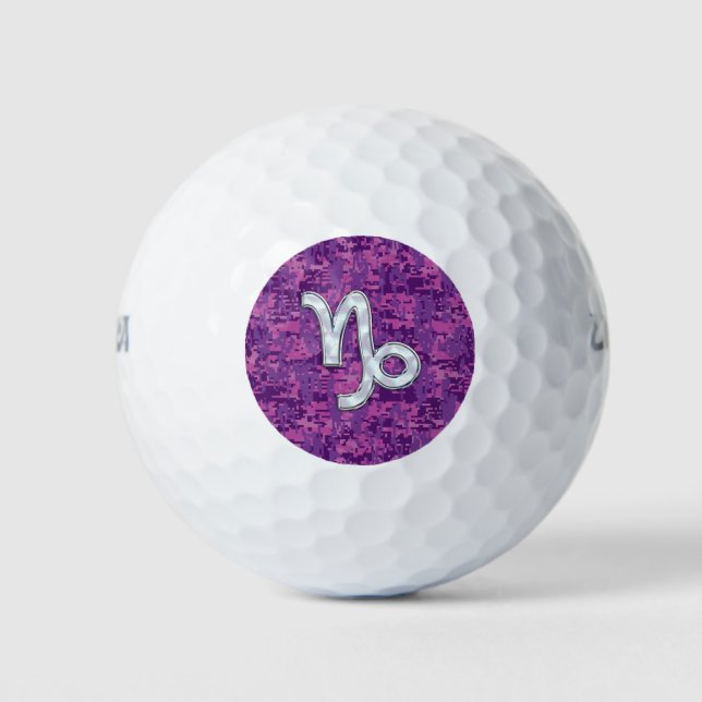 Pelotas De Golf Rótulo de Capricornio en camuflaje digital de Fuch (Anverso)