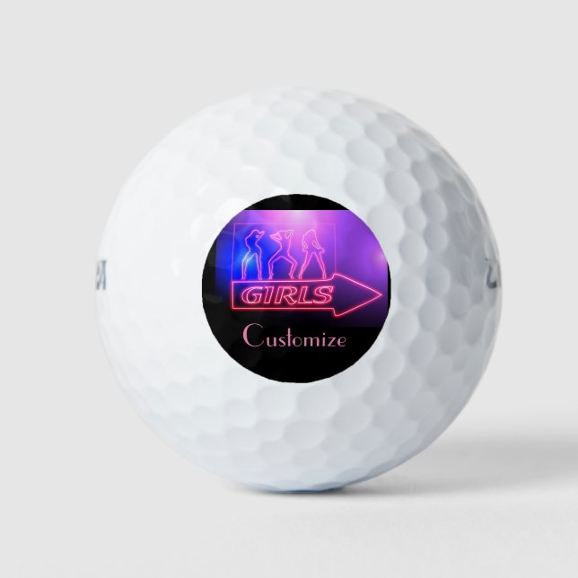 Pelotas De Golf Rótulo de Chicas rosados neón Thunder_Cove (Anverso)