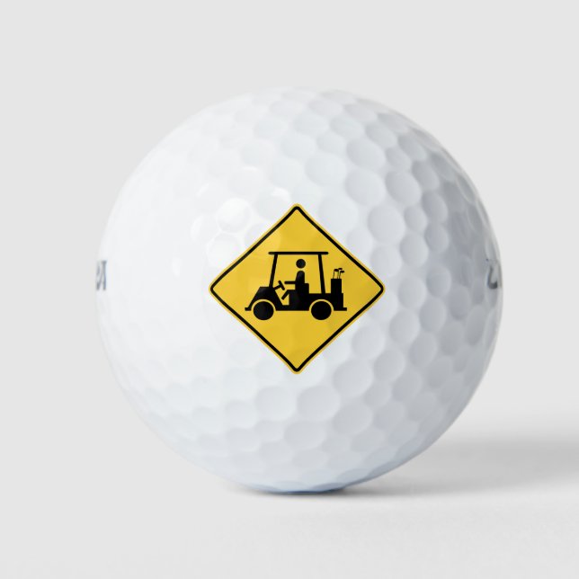 Pelotas De Golf Rótulo de precaución en carrito de golf (Anverso)