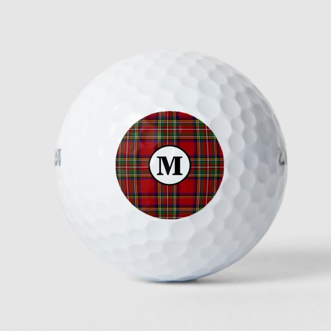 Pelotas De Golf Royal Stewart Tartan Plaid Scottish Clan Monograma (Anverso)