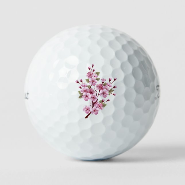 Pelotas De Golf Sakura rosa sobre fondo de pintura (Anverso)