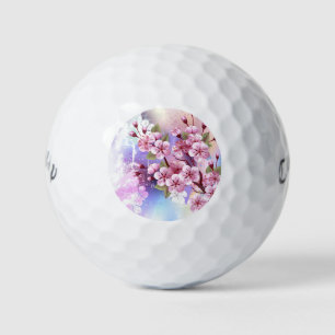 Pelotas De Golf Sakura rosa sobre fondo de pintura