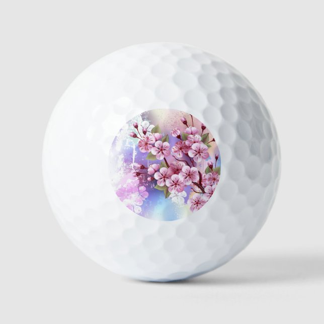 Pelotas De Golf Sakura rosa sobre fondo de pintura (Anverso)