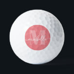 Pelotas De Golf Salones de golf de Monograma Moderno Rosa Coral El<br><div class="desc">Coral Pink Personalizado Monograma Nombre e Inicial en Personalizados Bolas de Golf con un elegante guión caligráfico y letra serif negrita en un diseño moderno y moderno.</div>