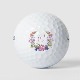 Pelotas De Golf Salones de Personalizado femenino iniciales   Flor