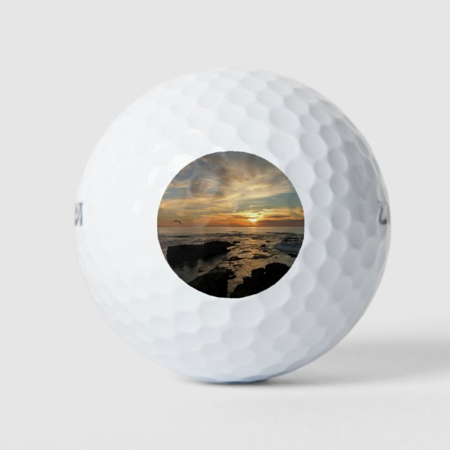 Pelotas De Golf San Diego Sunset I California Seascape (Anverso)