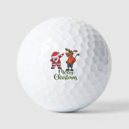 Pelotas De Golf Santa Claus bailando con Moose Golfer Navidades