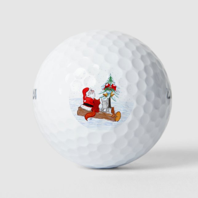 Pelotas De Golf Santa Claus con Fox de Conejo y Squirrel (Anverso)