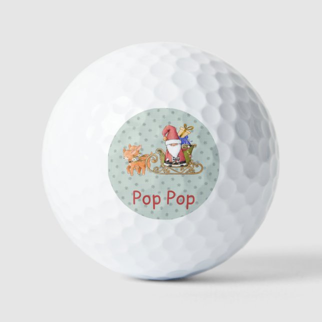 Pelotas De Golf Santa Claus con reno y Personalizado Sleigh (Anverso)