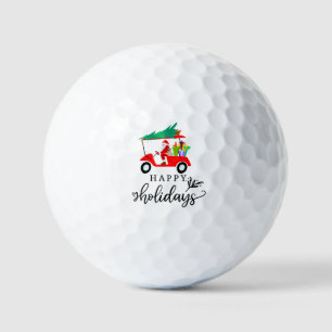 Pelotas De Golf Santa Claus monta un carrito de golf con árbol de