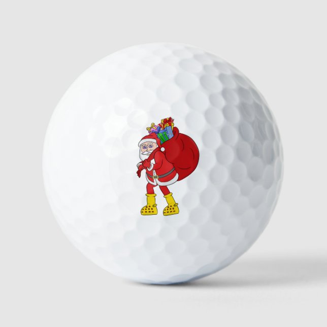Pelotas De Golf Santa Claus viste grandes botes amarillos (Anverso)