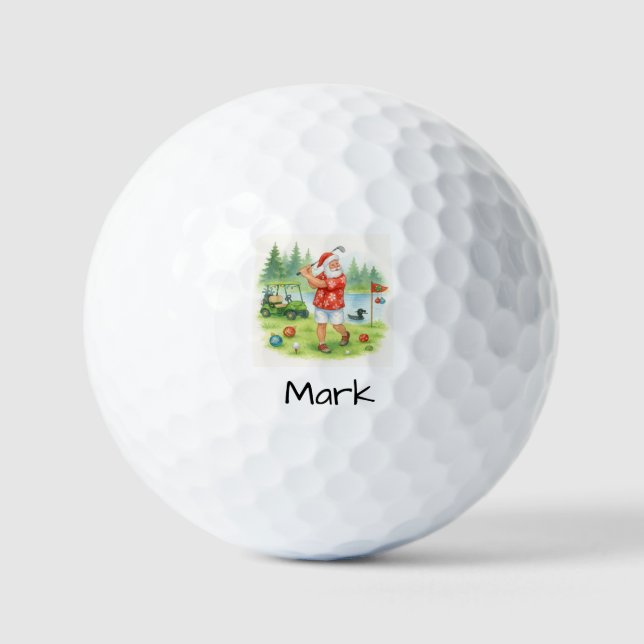 Pelotas De Golf Santa está jugando golf (Anverso)