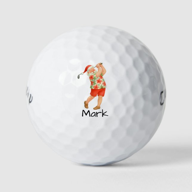 Pelotas De Golf Santa is golfing Hawaii Shirt (Anverso)