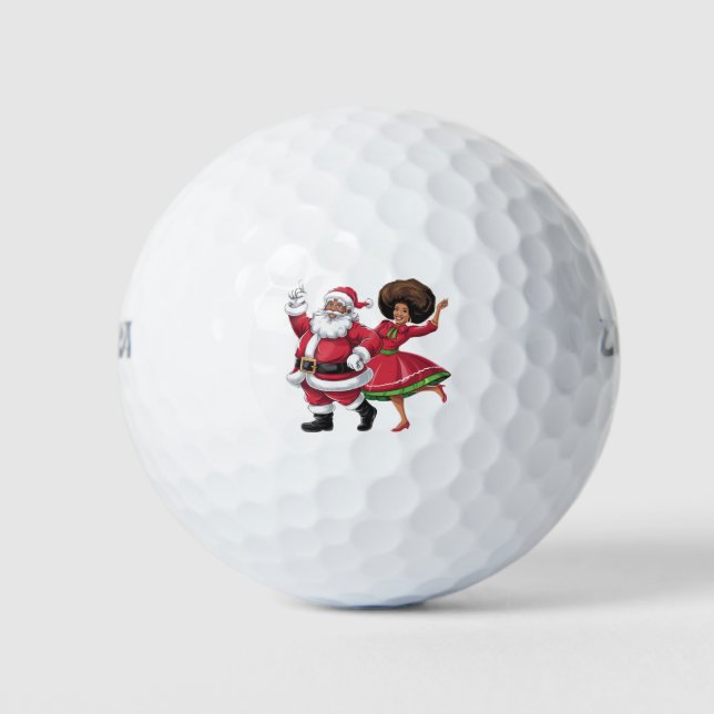 Pelotas De Golf Santa Señora Claus bailando Navidades estadouniden (Anverso)