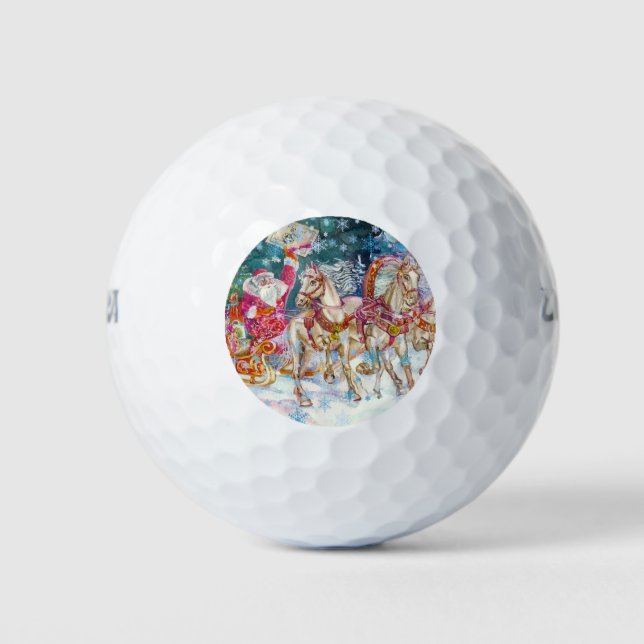Pelotas De Golf Santa viene con caballos alegres (Anverso)