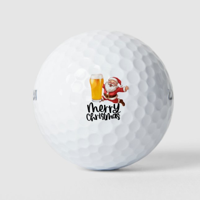 Pelotas De Golf Santa y Cerveza para Navidades Funny Golfer (Anverso)