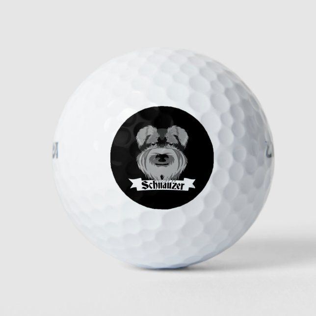 Pelotas De Golf Schnauzer blanco y negro (Anverso)