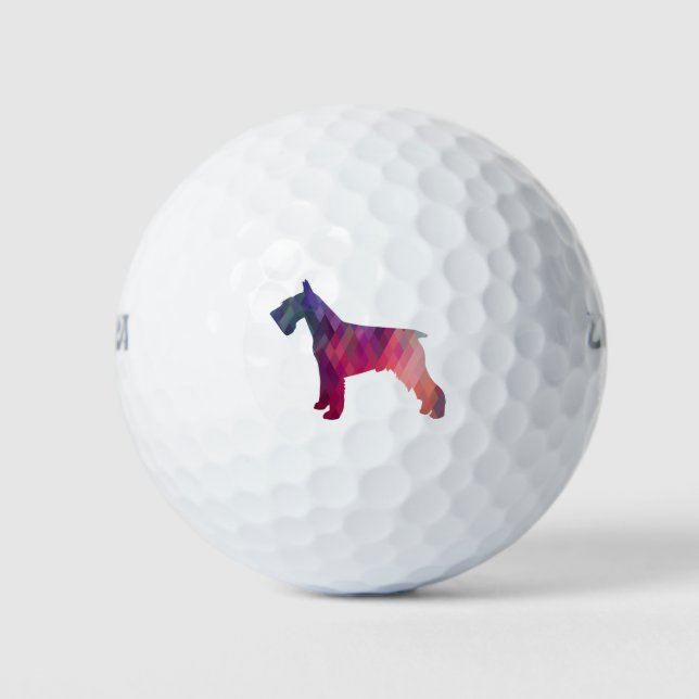 Pelotas De Golf Schnauzer Dog Raza Geo Silhouette Purple (Anverso)