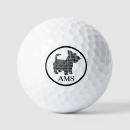 Pelotas De Golf Scottish Terrier Scottie Perro Silhouette Y&B Grid
