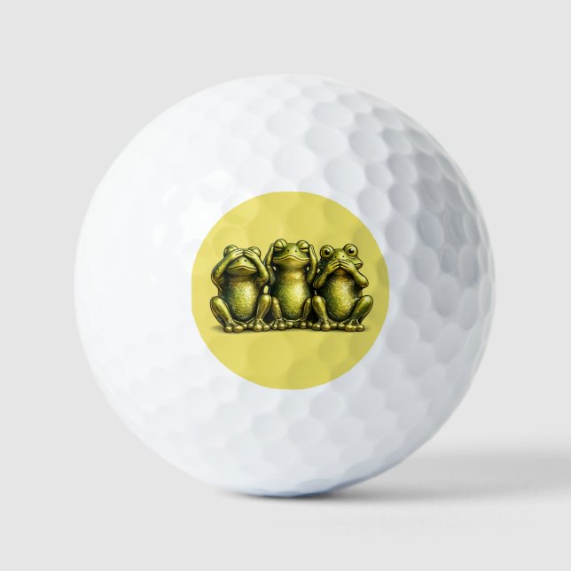 Pelotas De Golf See Hear Speak No Evil Funny Frogs (Anverso)